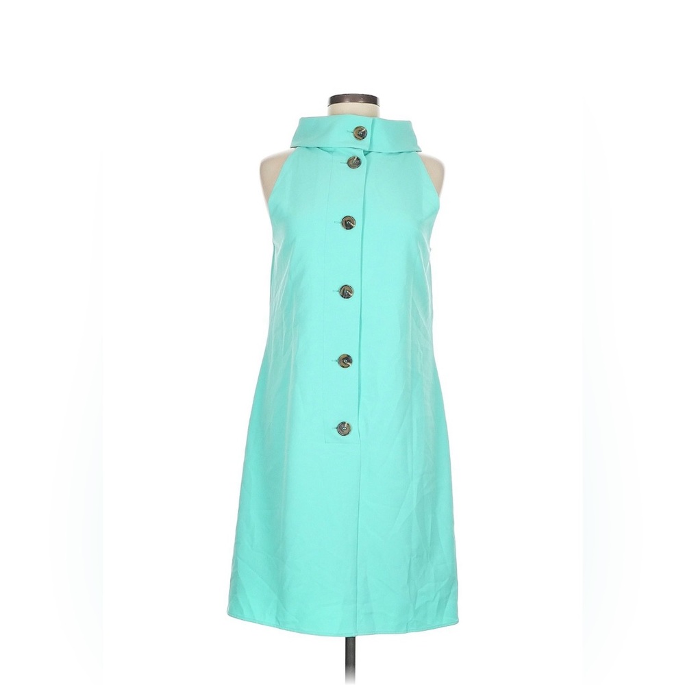 Sail to Sable Aqua Sleeveless Button-Front Shift Dress